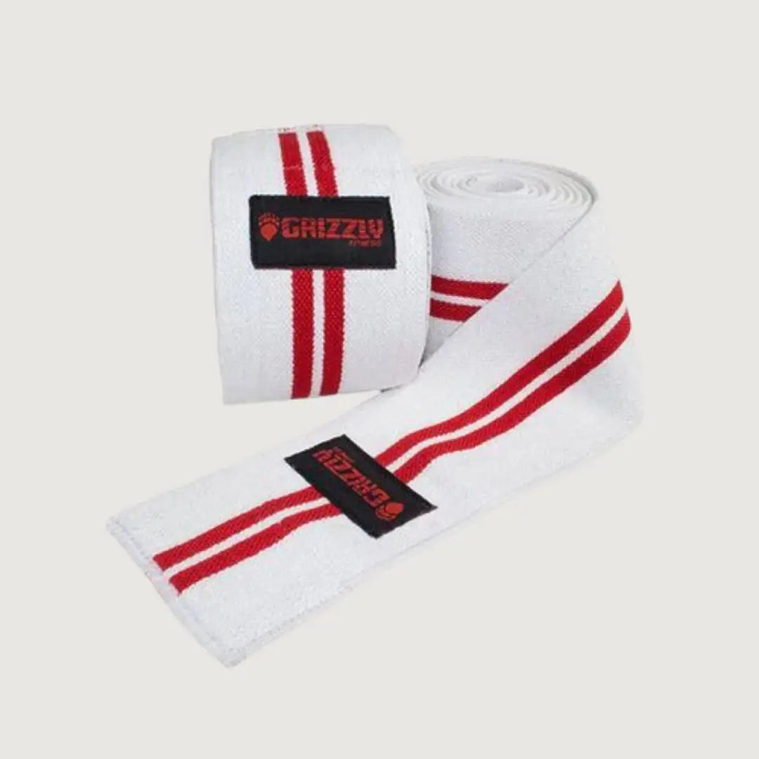 White knee wraps for heavy squats by Grizzly — Pro Sports Kuwait
