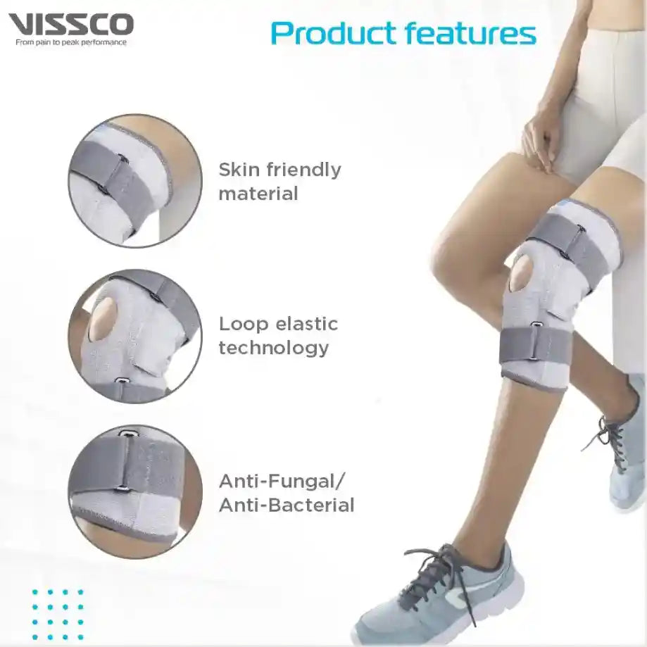 VISSCO Stretchable Hinged Elastic with Open Patella