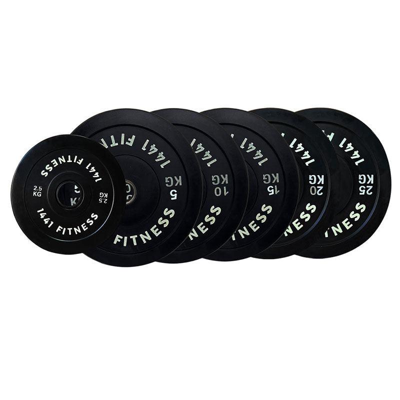 1441 Fitness Black Rubber Bumper Plates - 20 kg Pair-Bumper Plates-Pro Sports