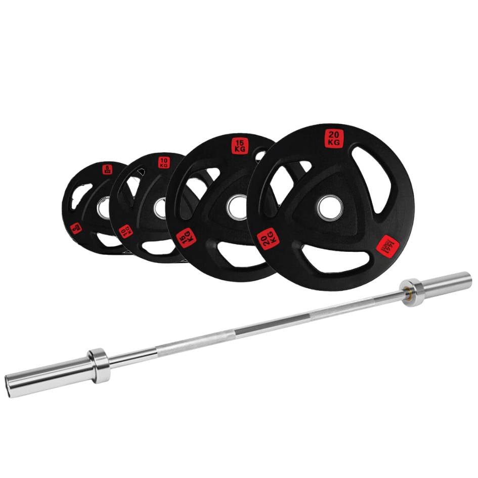 1441 Fitness Tri Grip Olympic Weight Plates & 7 ft Bar Bundle-Weight Plates Set-Pro Sports