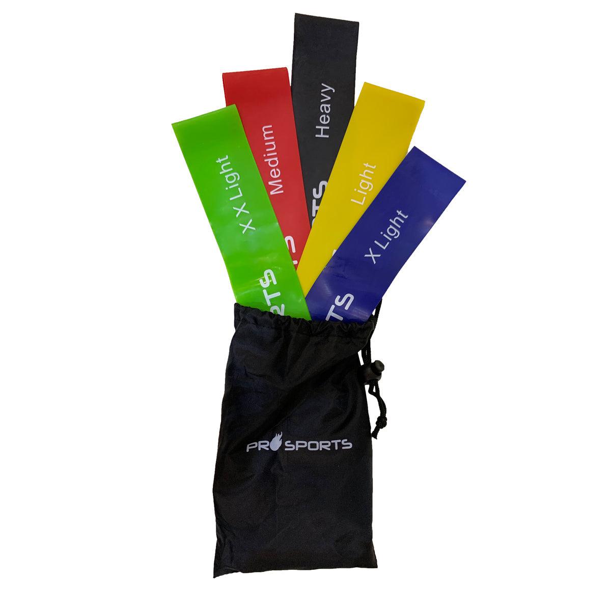 Pro Sports Mini Resistance Bands with Bag - Set of 5-Mini Bands-Pro Sports