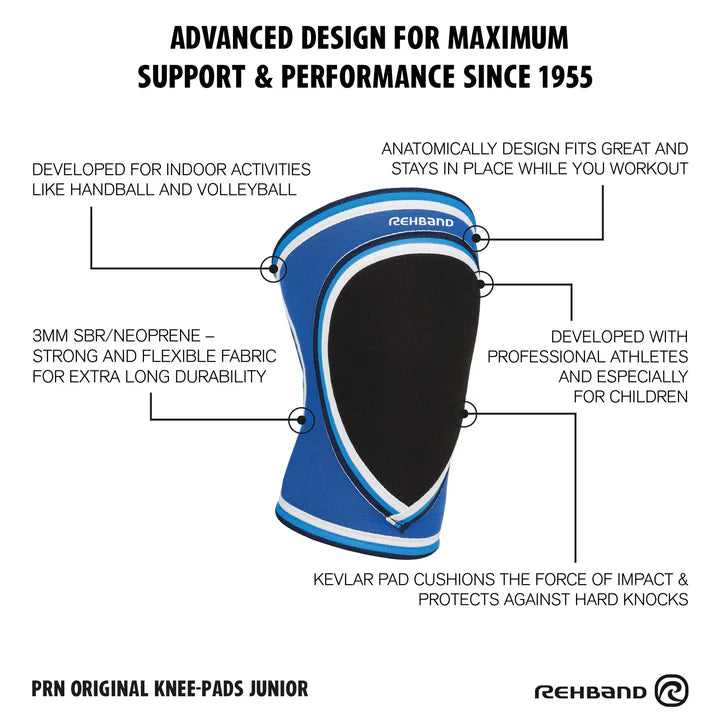 Knee pad with features highlighted on a white background