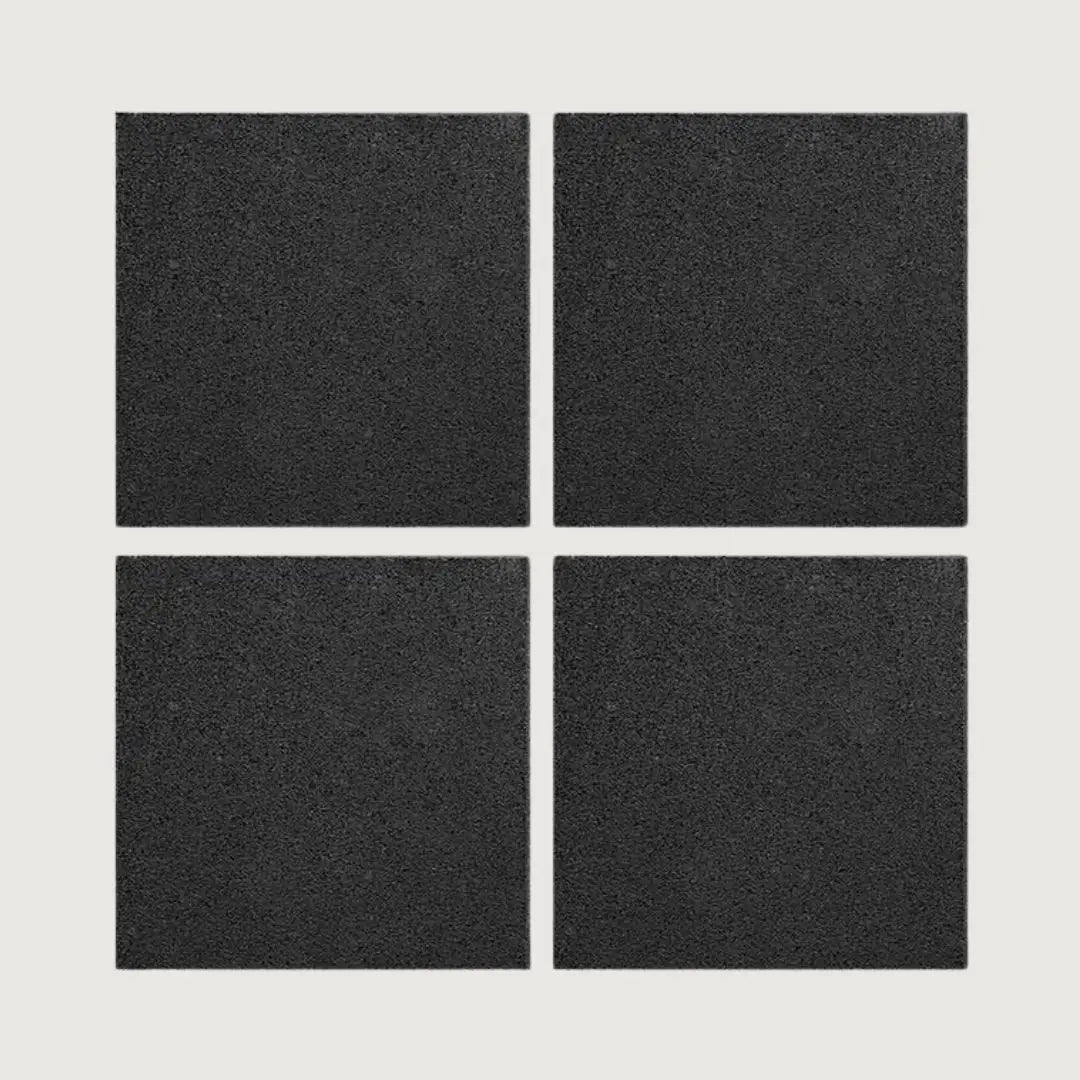 Black Recycled Rubber Gym Flooring Tiles - 50 x 50 cm - Set of 4