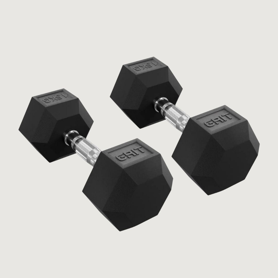 GRIT Hex Dumbbells - 15 kg Pair - Dumbbells Hex - Pro Sports | Shop online in Kuwait