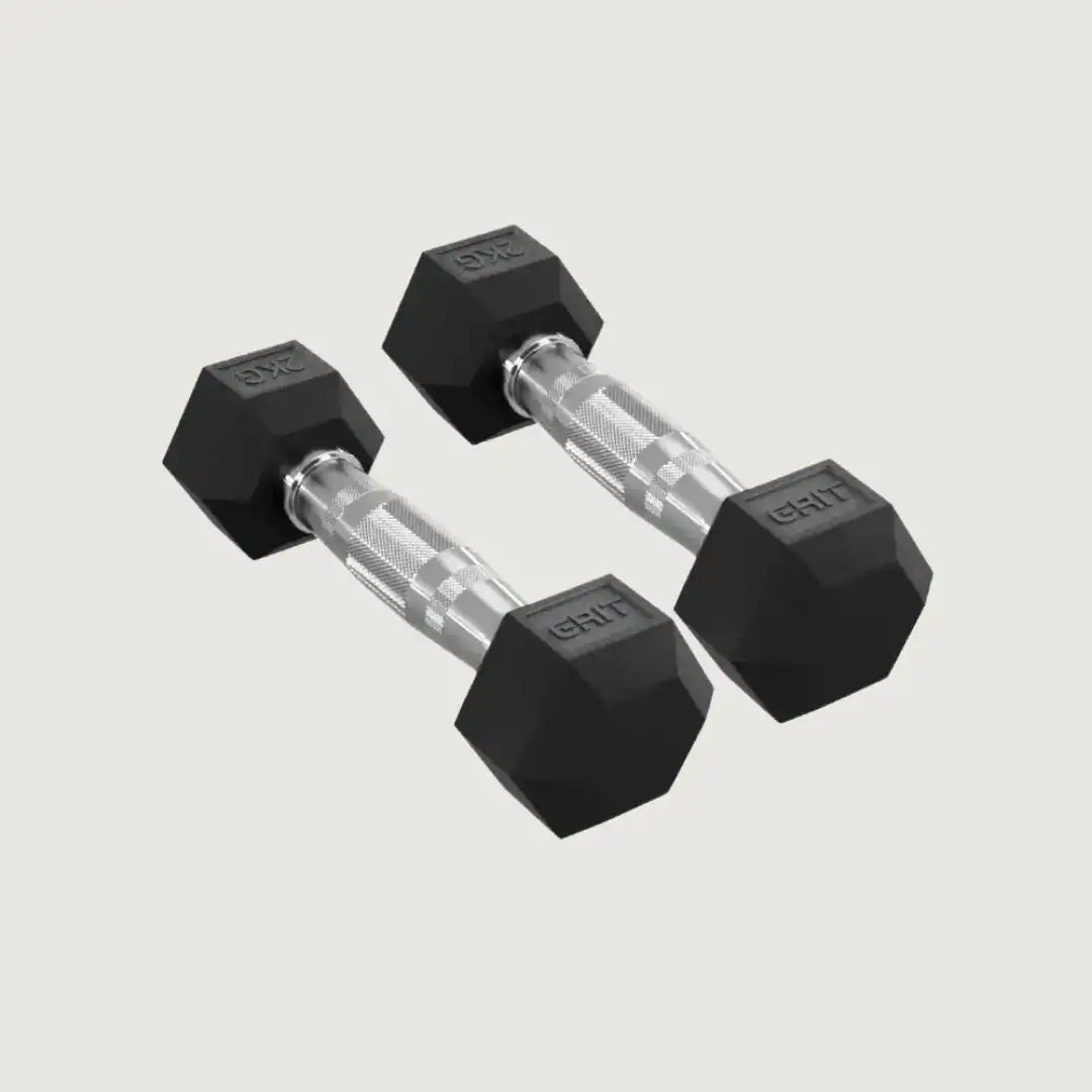 GRIT Hex Dumbbells - 2 kg Pair - Dumbbells Hex - Pro Sports | Shop online in Kuwait