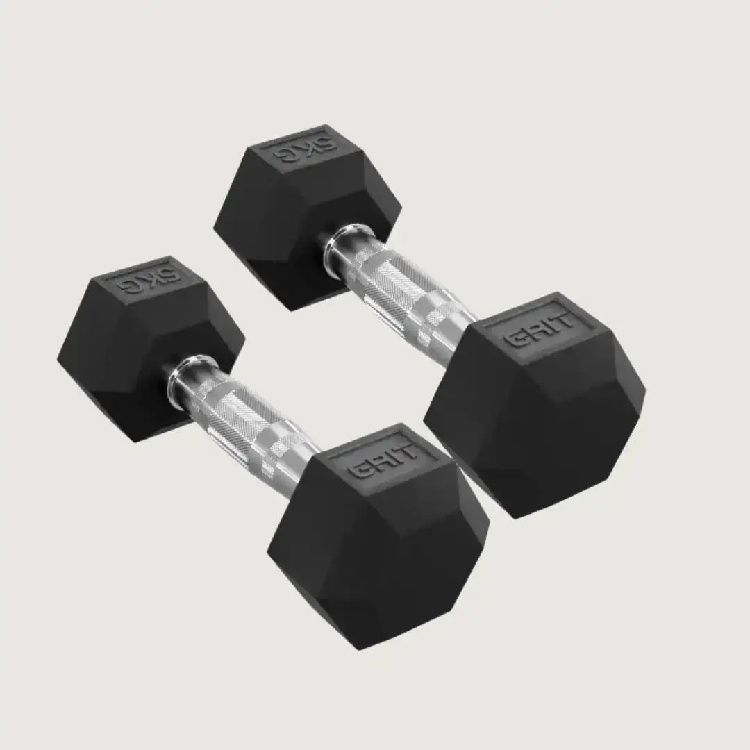 GRIT Hex Dumbbells - 5 kg Pair - Dumbbells Hex - Pro Sports | Shop online in Kuwait