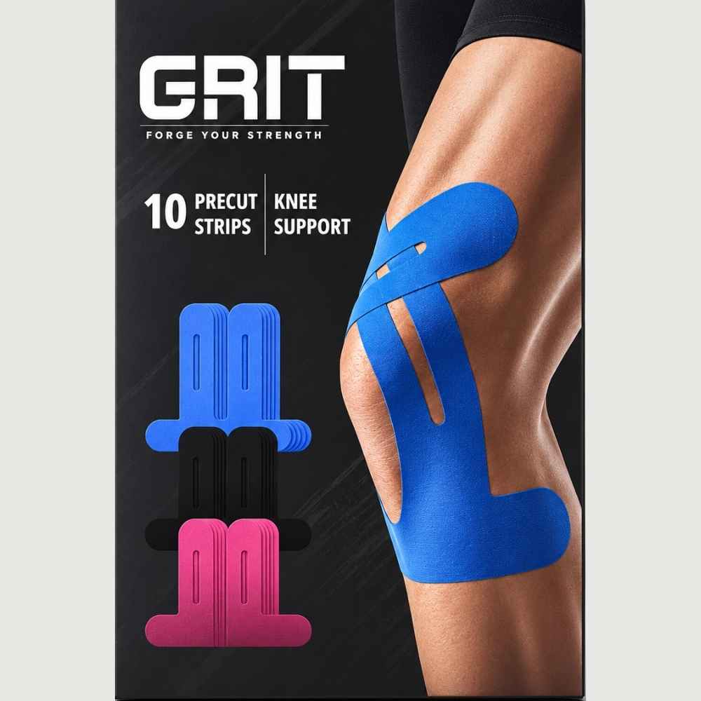 GRIT Pre-Cut Kinesiology Tape Knee Support - 10 Strips