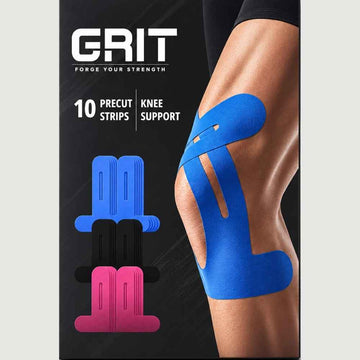 GRIT Pre-Cut Kinesiology Tape Knee Support - 10 Strips