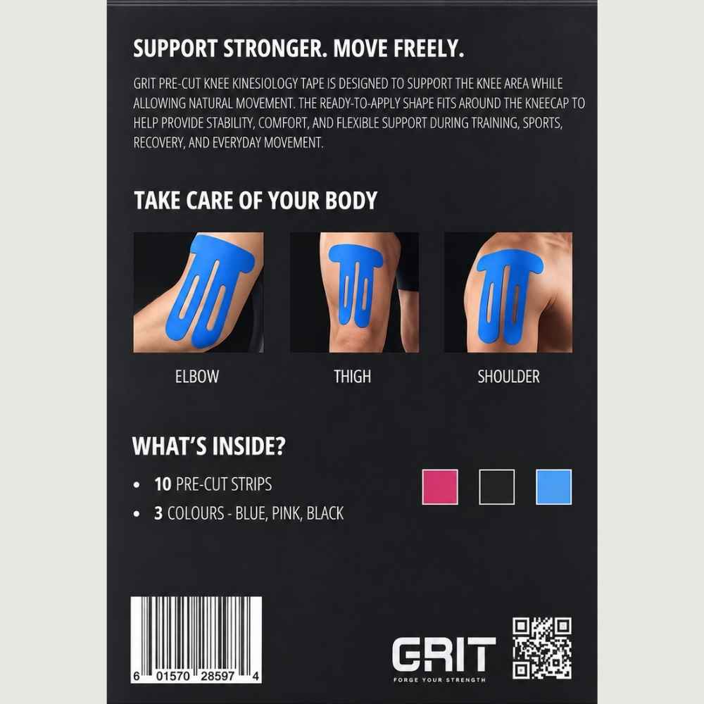 GRIT Pre-Cut Kinesiology Tape Knee Support - 10 Strips