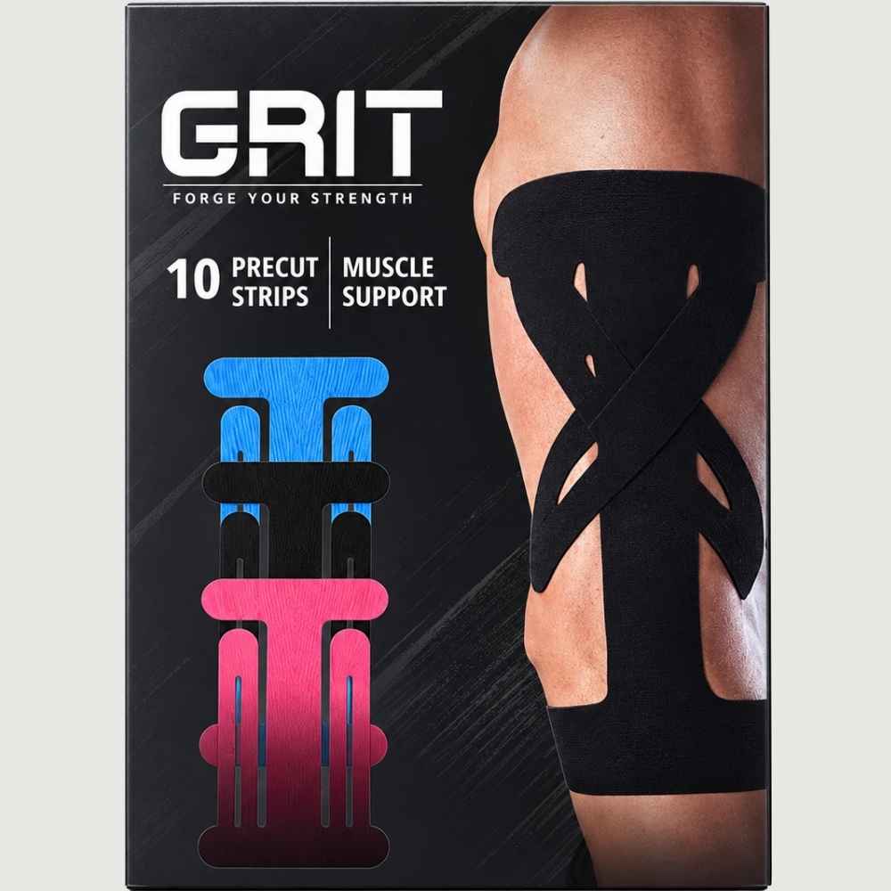 GRIT Pre-Cut Kinesiology Tape Muscle Support - 10 Strips