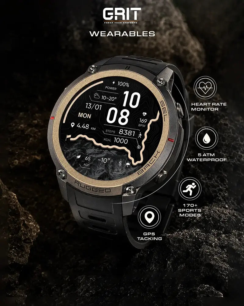 GRIT Apex Smart Watch with 2 Straps