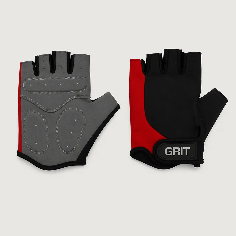 GRIT Elite Weightlifting Gloves - Black/Red