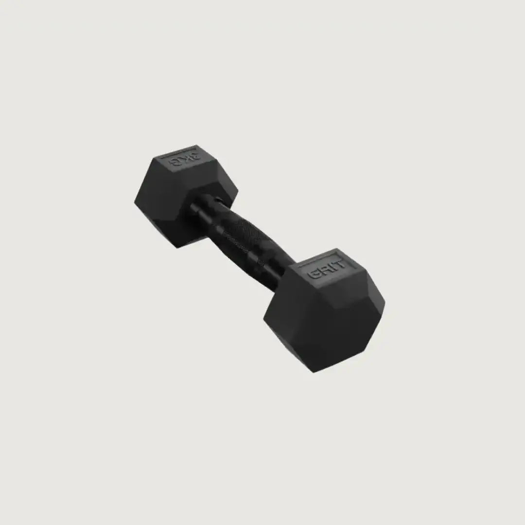 GRIT Hex Black Dumbbells - 3 kg (Single)