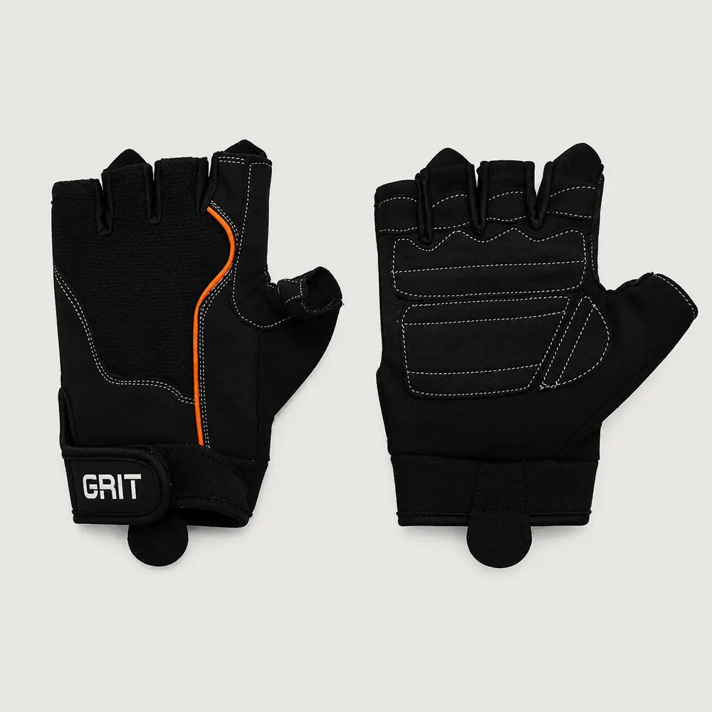 GRIT Performance Weightlifting Gloves with Wrist Closure - Black