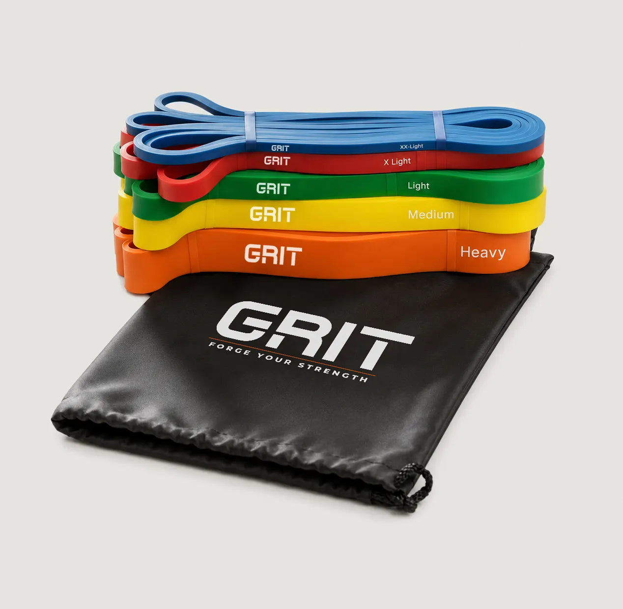 GRIT Resistance Strength Bands Set with Bag - XX-Light to Heavy