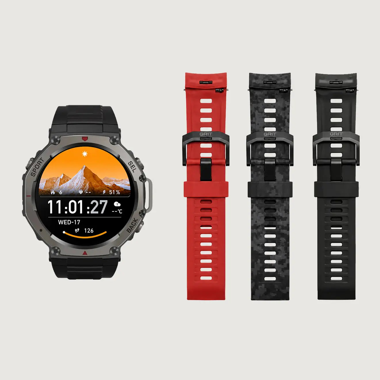 GRIT Core Smart Watch with 3 Straps