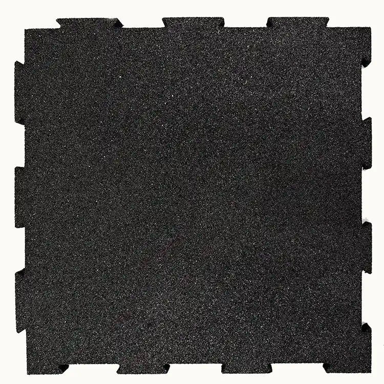 Black Interlock Recycled Rubber Gym Flooring Tiles - 50 x 50 cm - Set of 4