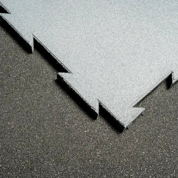 Grey Interlock Recycled Rubber Gym Flooring Tiles - 50 x 50 cm - Set of 4