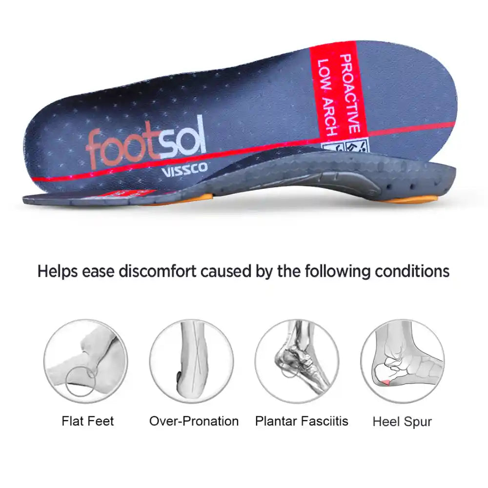 VISSCO Footsol Shoe Insoles for Low Arch - Red