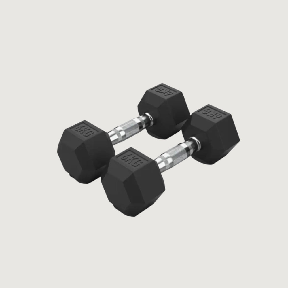 Hex Rubber Dumbbells - 6 kg Pair