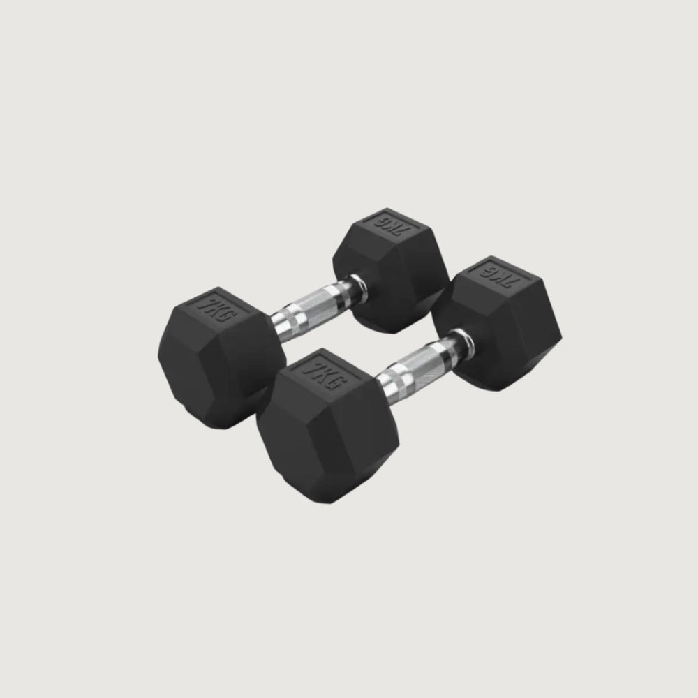 Hex Rubber Dumbbells - 7 kg Pair
