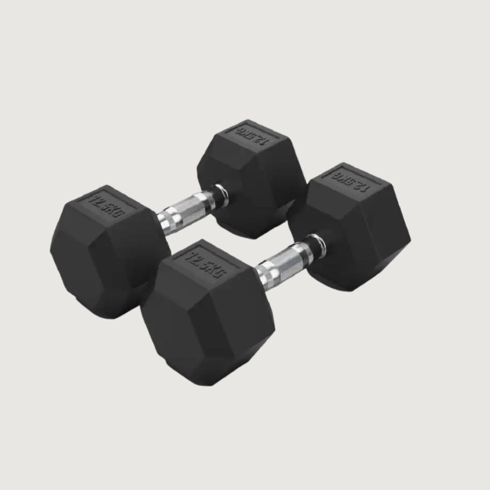 Hex Rubber Dumbbells - 12.5 kg Pair