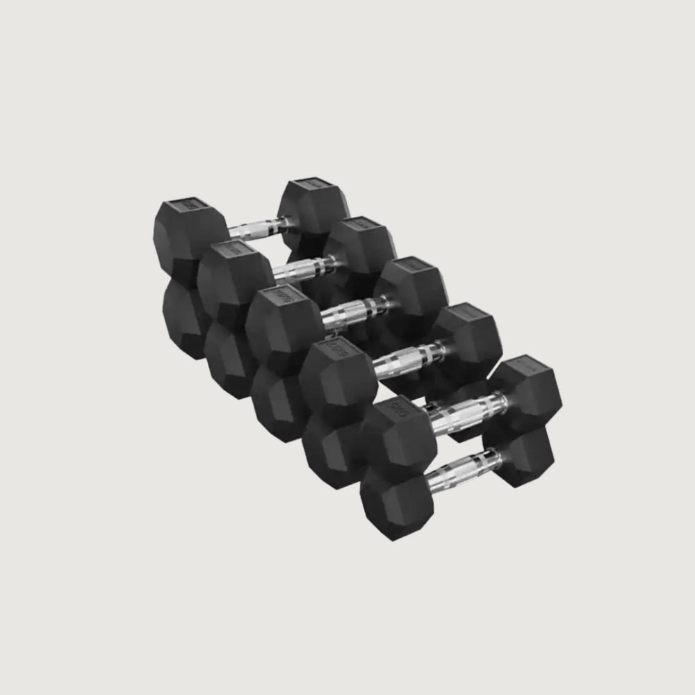 Hex Rubber Dumbbells - 7.5 kg Pair