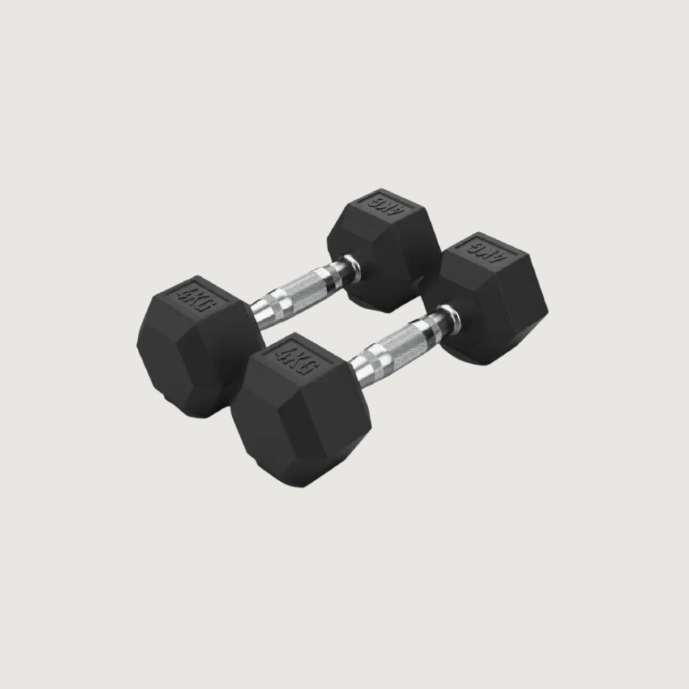 Hex Rubber Dumbbells - 4 kg Pair