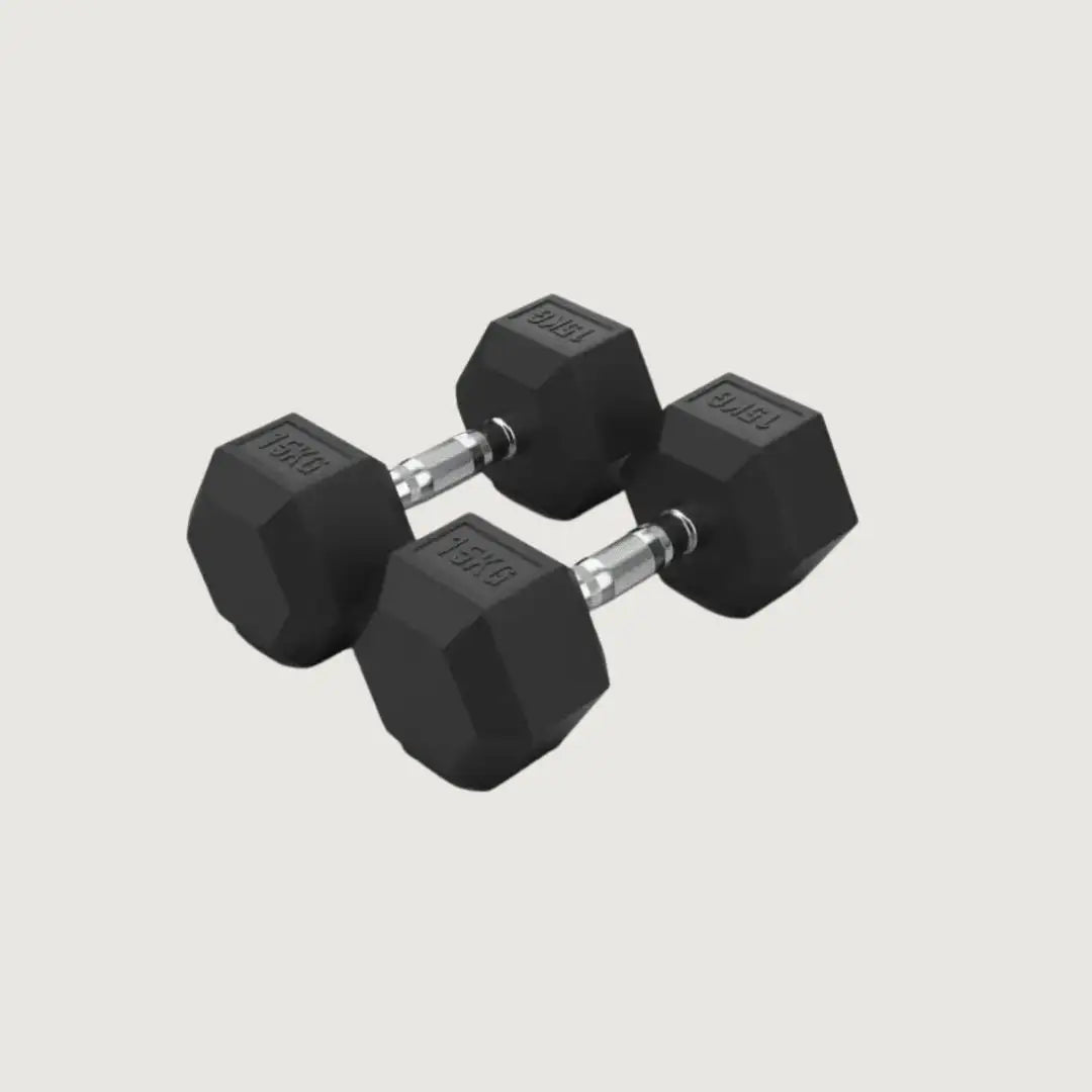 Hex Rubber Dumbbells Pair (7.5 kg - 20 kg)