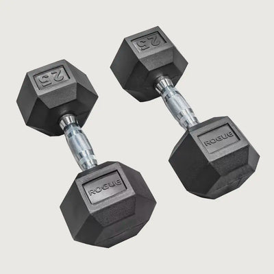 Rogue Rubber Hex Dumbbells Pair (5 lb - 27.5 lb)