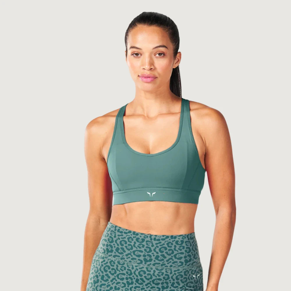 Core Elevate Bra Dark Forest front view