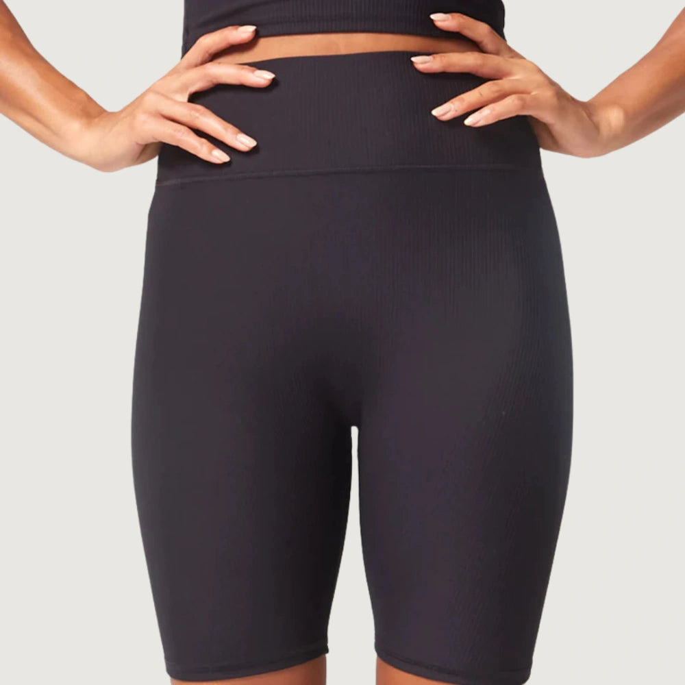 Code Ribbed Biker Shorts Black 
