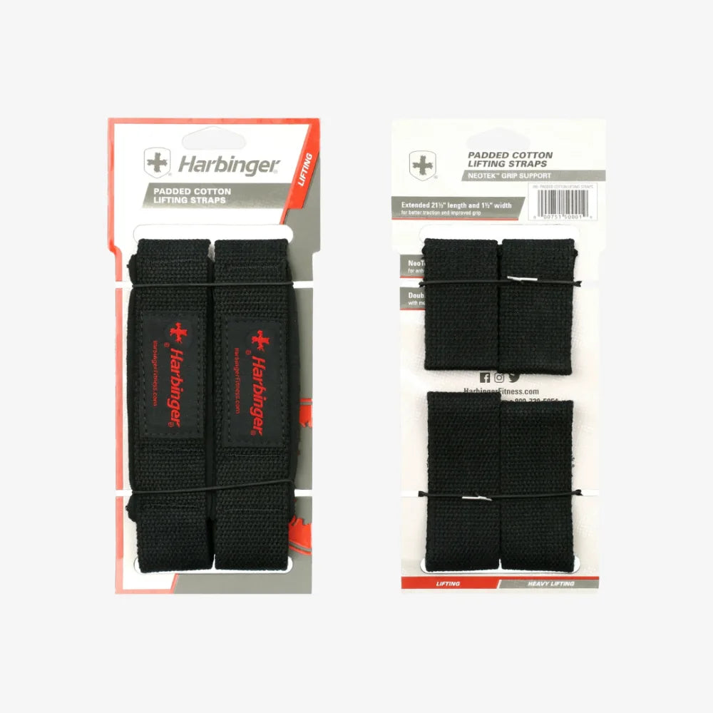 Harbinger Padded Cotton Lifting Straps - Black 21.5"