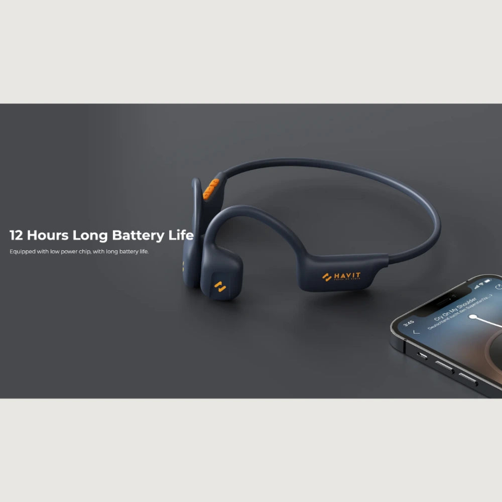 Havit Freego 1 Air Conduction Headphones - Blue in use - Headphones | Buy Online in Kuwait | Pro Sports Kuwait