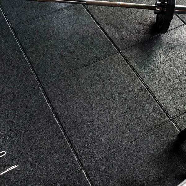 Black Recycled Rubber Gym Flooring Tiles m x m - Main Image