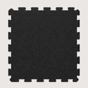 Black Interlock Recycled Rubber Gym Flooring Tiles - 1m x 1m x 20mm