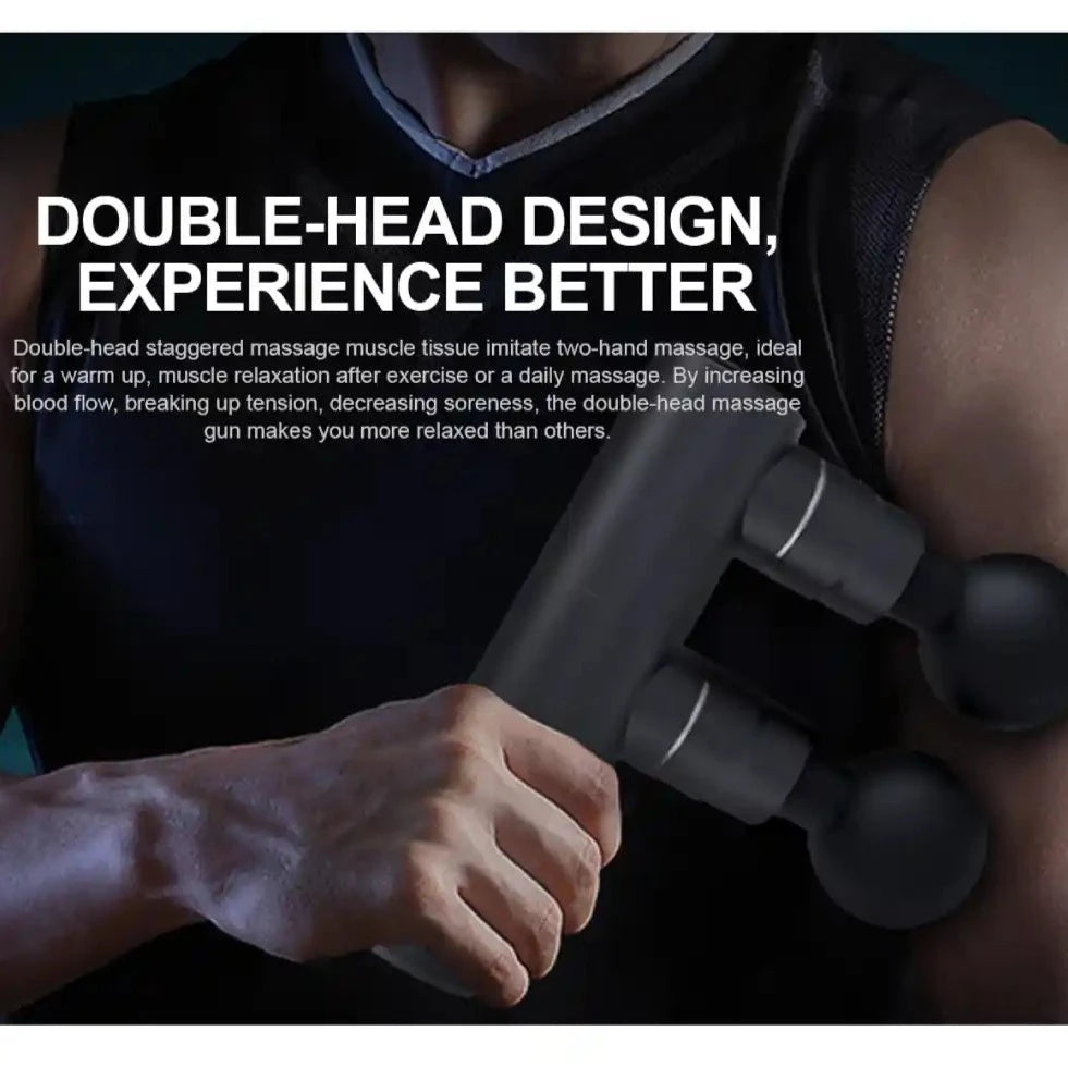 Havit Double Head Massage Gun in use - Massage Gun | Buy Online in Kuwait | Pro Sports Kuwait