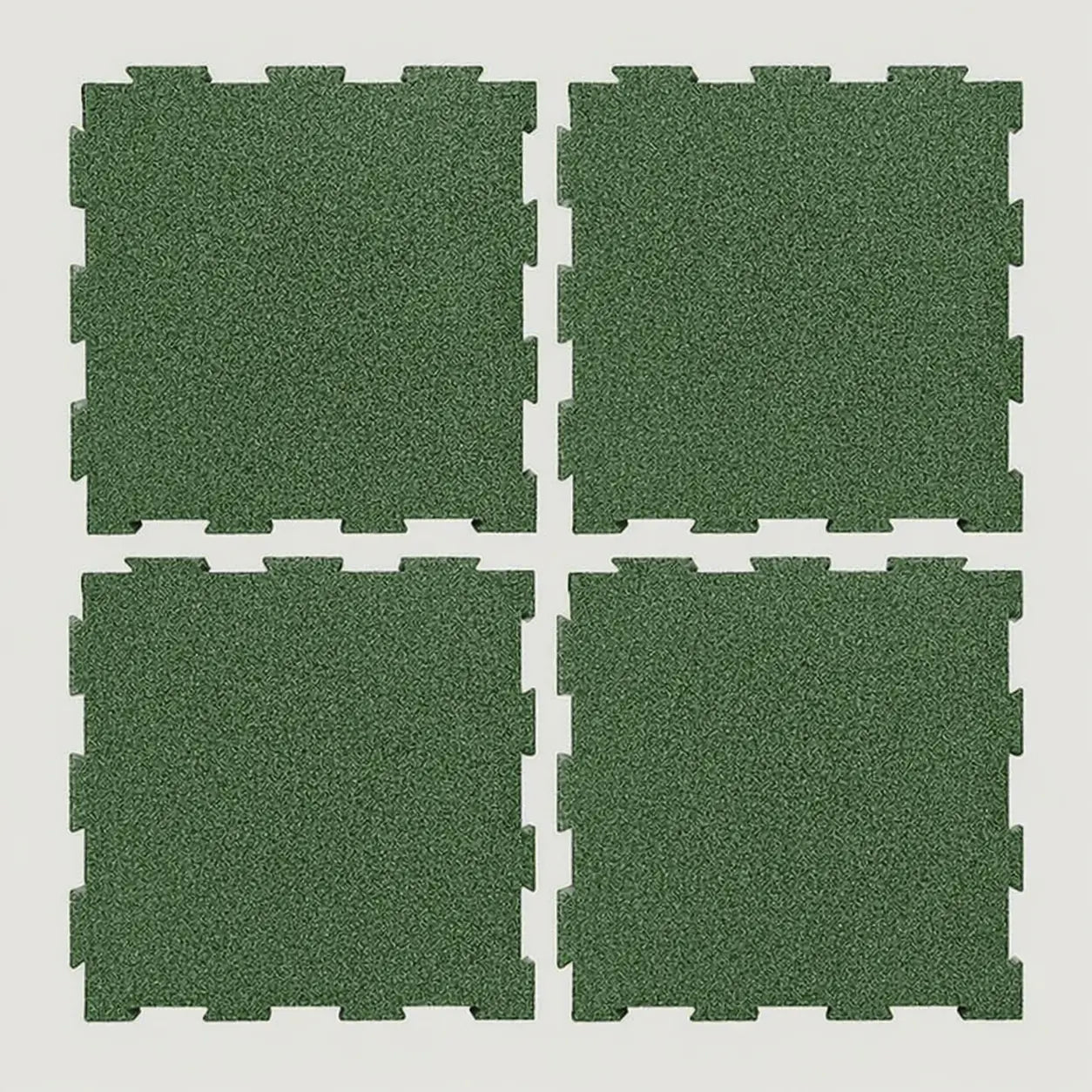 Green Interlock Recycled Rubber Gym Flooring Tiles - 1m x 1m x 20mm