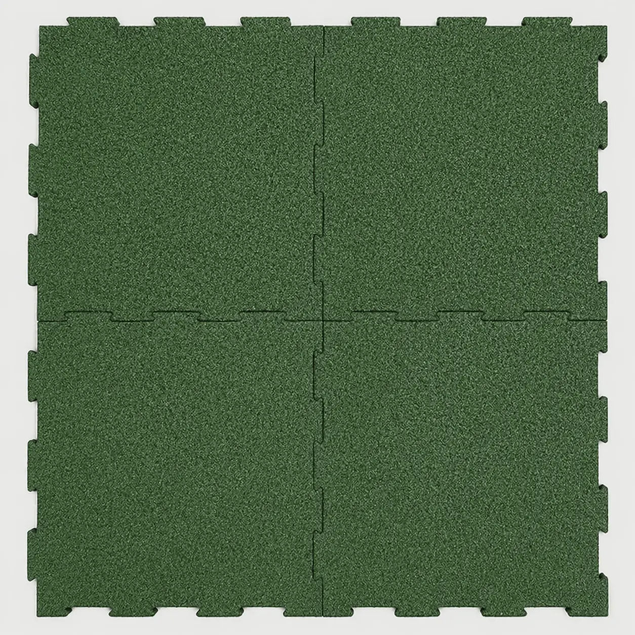 Green Interlock Recycled Rubber Gym Flooring Tiles - 1m x 1m x 20mm