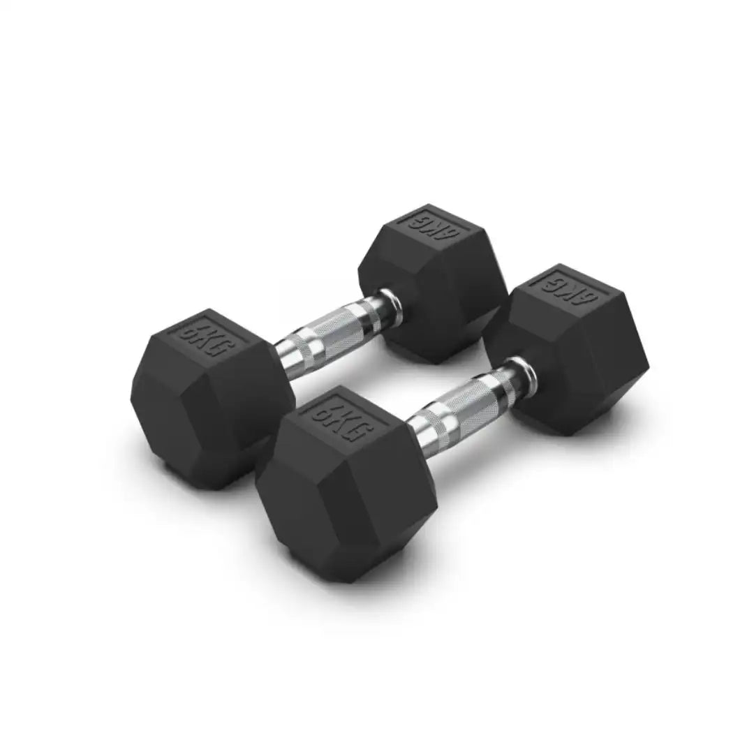 Hex Rubber Dumbbells - 6 kg Pair