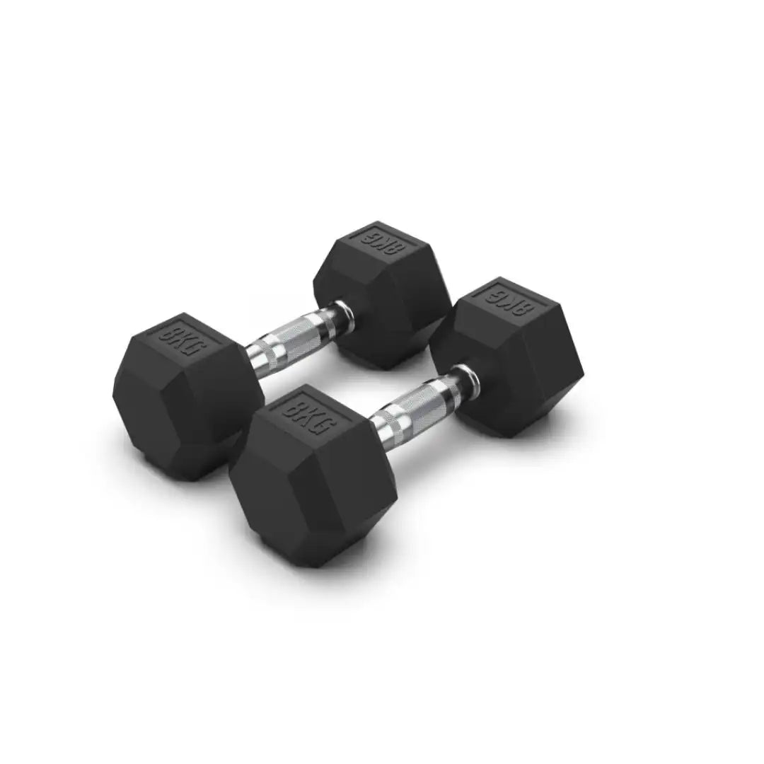 Hex Rubber Dumbbells - 8 kg Pair