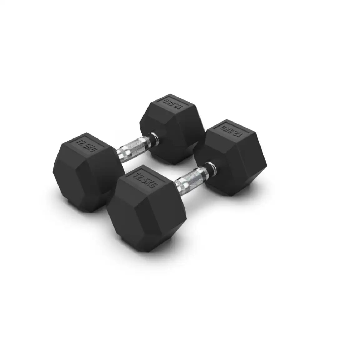 Hex Rubber Dumbbells - 12.5 kg Pair