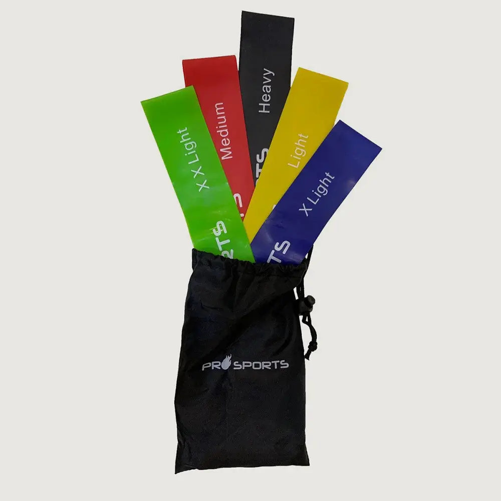 Pro Sports Mini Resistance Bands with Bag - Set of 5