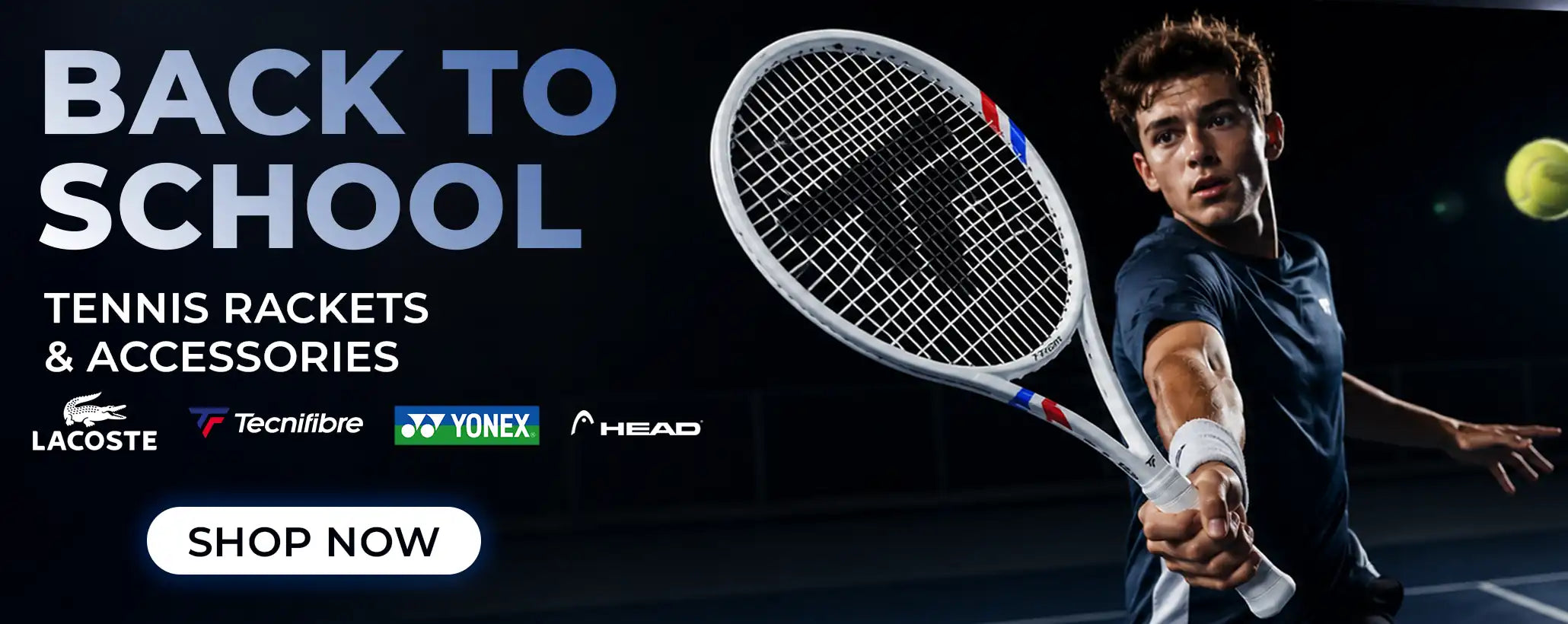 Back To School Banner for Tennis Rackets and gear available at Pro Sports Kuwait - Shop tennis rackets and accessories online in Kuwait.
