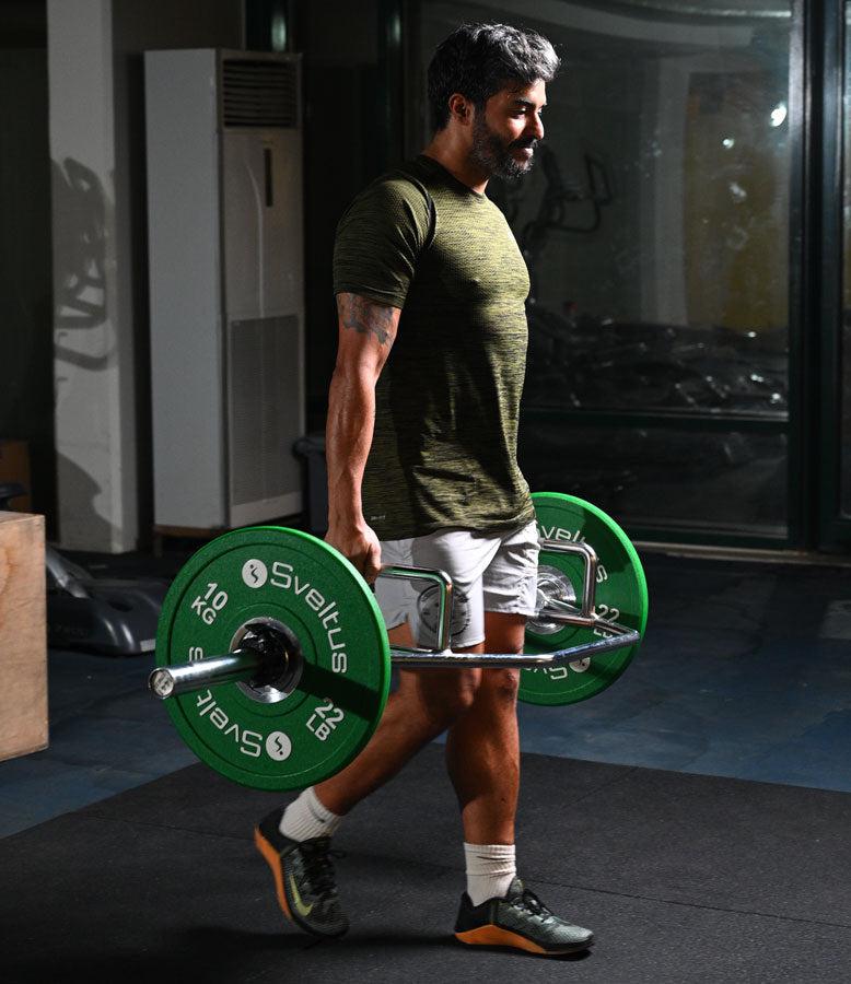 1441 Fitness 6 ft Olympic Hex Trap Dead lift Bar with Spring Collars - 15 kg detail view - Deadlift Bar | Buy Online in Kuwait | Pro Sports Kuwait