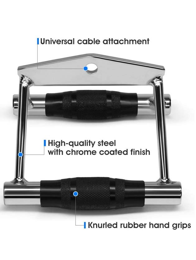 Double D Handle Attachment with Rubber Grip-Cable Attachments-Pro Sports