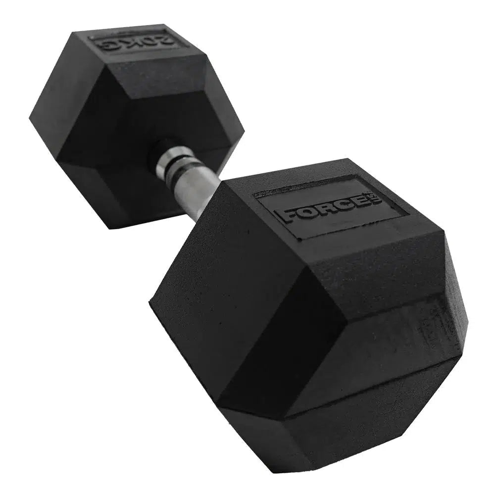 Force USA Rubber Hex Dumbbell - 20 kg Pair-Hex Dumbbells-Pro Sports