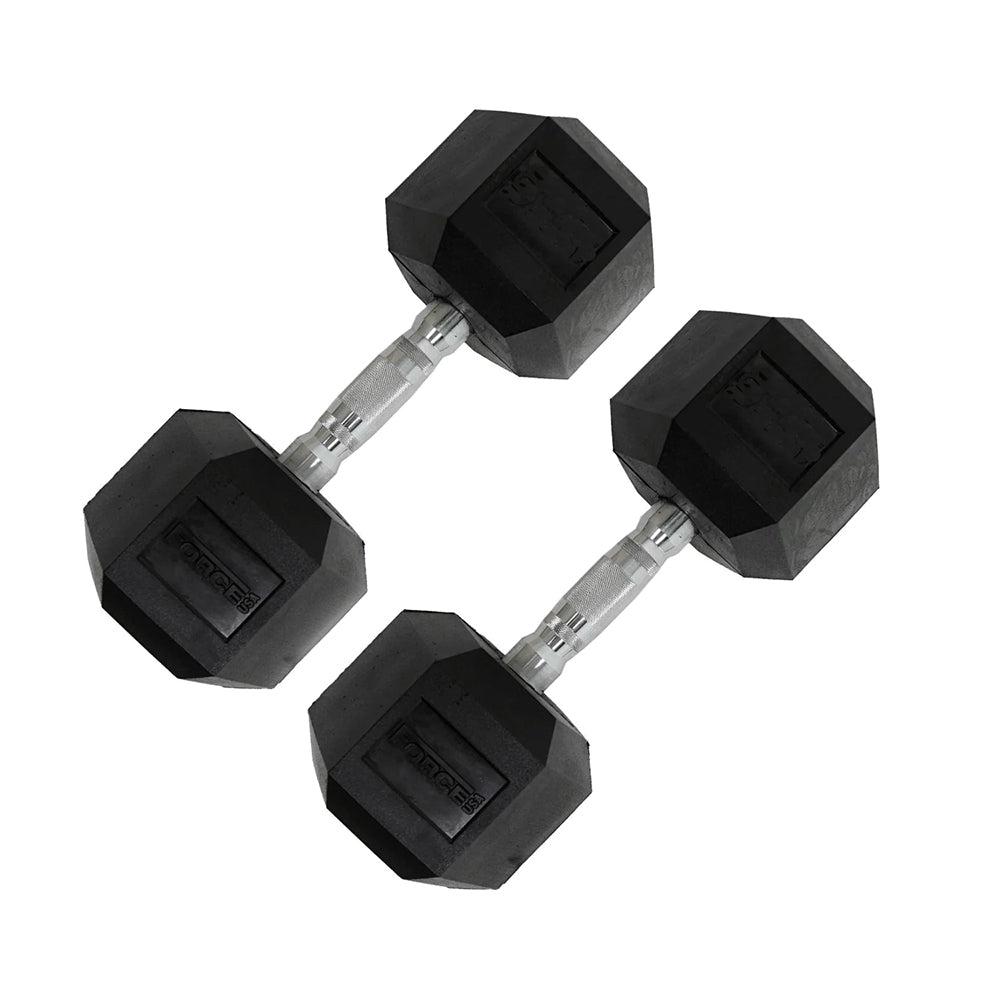 Force USA Rubber Hex Dumbbell - 42.5 kg Pair-Hex Dumbbells-Pro Sports