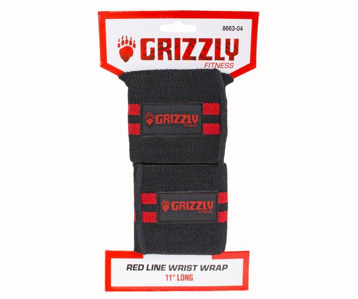 Grizzly Red Line Wrist Wraps - Black-Wrist Wrap-Pro Sports