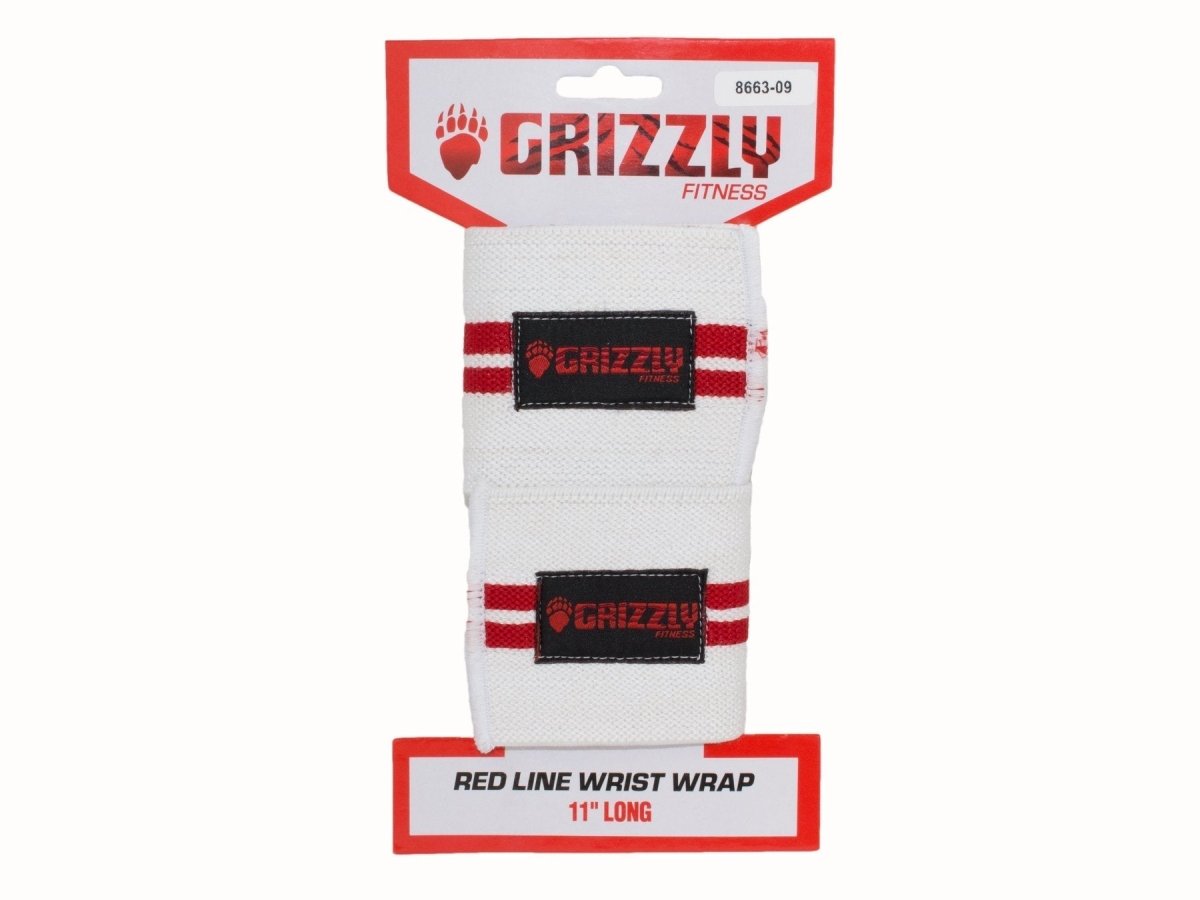 Grizzly Red Line Wrist Wraps - White-Wrist Wrap-Pro Sports